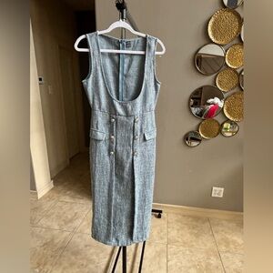 SHEIN Blue Sleeveless Sheath Midi Dress